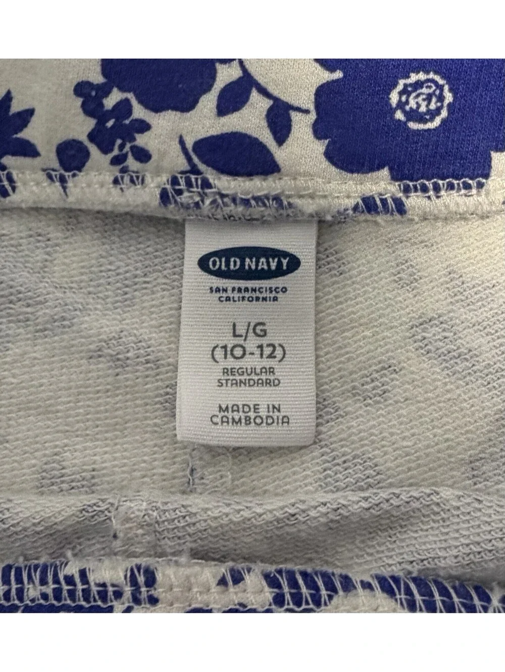 Girls Old Navy Floral Short Size Large (10-12) White/Blue
